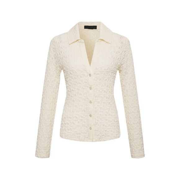 Sanctuary Pucker Up Dream Girl Top Size L Ivory Lace Long Sleeve Anthropologie - Picture 5 of 14